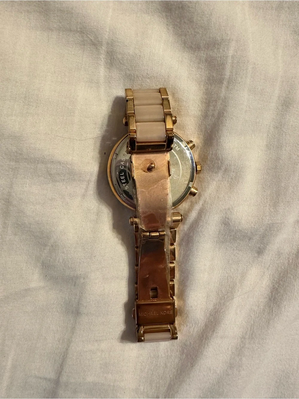 Michael Kors Rose Gold and Cream Tone Crystal-Accented Bracelet Watch